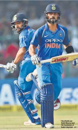  ?? AFP ?? Virat Kohli and Rohit Sharma laid the foundation of India’s big total.