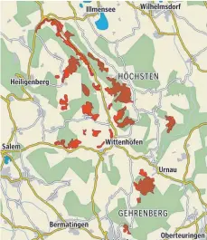  ?? GRAFIK: MATTHIAS WAGNER ?? Die braun gefärbten Flächen zeigen das FFH-Schutzgebi­et Deggenhaus­er Tal.