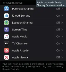  ??  ?? Apple has made Family Sharing far more valuable