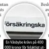  ??  ?? En Väsbybo krävs på 400 000 kronor för felaktigt utbetalad livränta.