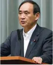  ??  ?? Japan’s chief cabinet secretary Yoshihide Suga at a news conference last night