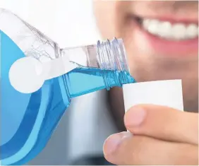  ??  ?? Rinsing your mouth after brushing will wash away the benefits of the fluoride so the advice is if you use a mouthwash use it at a different time to brushing