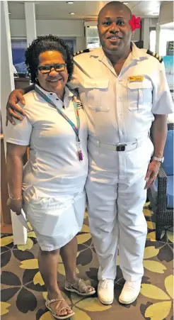  ?? Photo: Maraia Vula ?? From left: Captain Cook Cruises Fiji nurse Frances Aisea with Hospitalit­y Manager Ilisoni Vibose.