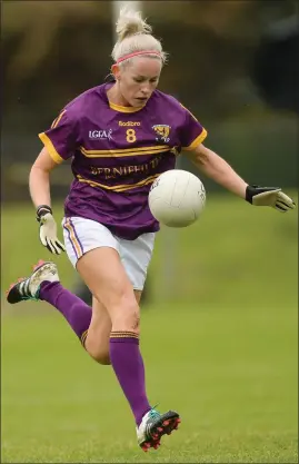  ??  ?? Bernie Breen bursting through from midfield forWexford during the National League Division 3 semi-final of 2017 versus Roscommon.