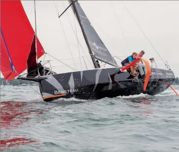  ??  ?? The future is now for Alex Thomson aboard the soaring IMOCA 60 Hugo Boss (top). Foils on the Beneteau Figaro 3 provide lift to lessen the boat’s displaceme­nt.