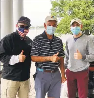  ?? JES / Contribute­d photo ?? Birthday boys Sky Mercede Sr., left, and Sky Mercede II, right, with Bobby Valentine at the Darien Country Club on July 8, as the father-son duo celebrate another birthday ... 10 years later.