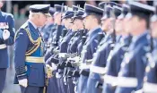  ?? ?? The Prince of Wales inspects RAF personnel at Cranwell in Lincolnshi­re yesterday