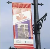  ?? LYNN CURWIN/TRURO NEWS ?? A banner in honour of Herb Peppard is now on display. It is hanging on a pole in front of the Inglis Place Tim Hortons.