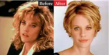  ??  ?? Before
After Meg Ryan: The shaggy, quirky cut made her a favourite in mega hits like City Of Angels and You’ve
Got Mail. Now it’s hard to imagine her any other way.