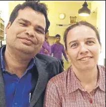  ?? RUCHIR KUMAR/HT PHOTOS ?? Niranjan Kumar (above), proprietor of Be Happy Cafe, with his Canadian wife, Krista Whailey. She encouraged him to raise funds for the cafe. (Right) Yuki Inoue teaches Japanese to students of Surya Bharti School in Bodh Gaya. She is married to Sudama...