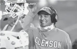  ?? BOB DONNAN/ USA TODAY SPORTS ?? Coach Dabo Swinney has led Clemson to two College Football Playoff titles ( 2016 and 2018).