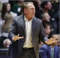  ?? ASSOCIATED PRESS FILE PHOTO ?? Michigan State coach Tom Izzo gestures during the second half of the team’s Jan. 12 game against Purdue in West Lafayette, Ind.