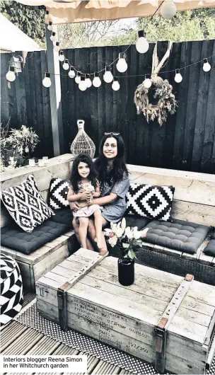  ??  ?? Interiors blogger Reena Simon in her Whitchurch garden