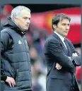  ??  ?? CRAZY RIVALRY Jose Mourinho and Antonio Conte on touchline