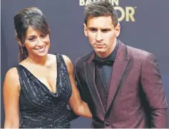  ??  ?? Barcelona’s Lionel Messi arrives with partner Antonella Roccuzzo for the FIFA Ballon d’Or 2014 awards ceremony at the Kongressha­us in Zurich in this January 12, 2015 file photo. — Reuters photo