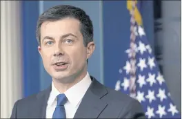  ?? SUSAN WALSH — THE ASSOCIATED PRESS ?? Transporta­tion Secretary Pete Buttigieg speaks during the daily briefing at the White House in Washington on Monday.