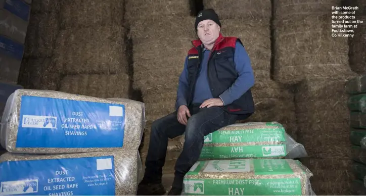  ??  ?? Brian McGrath with some of the products turned out on the family farm at Foulkstown, Co Kilkenny