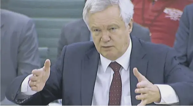  ?? PICTURE: PA ?? 0 David Davis told the Exiting the European Union select committee that with Brussels’ track record, negotiatio­ns would probably be pushed to the wire