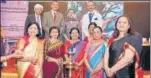  ?? HT ?? ▪ Mayor Sanyukta Bhatia (second from left) along with Dr Gita Khanna (centre) at the conference organised on Sunday.