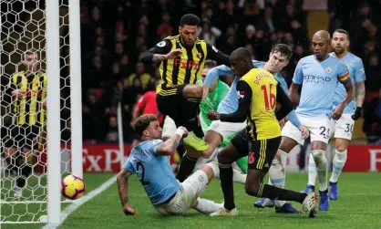  ?? Photograph: David Klein/Reuters ?? Abdoulaye Doucouré scores in the 85th minute to set up a late Watford rally.