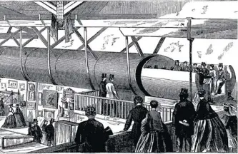  ??  ?? The Pneumatic Passenger Railway was demonstrat­ed at the American Institute in New York, in 1867. A similar system is being proposed as a modern alternativ­e to railways, highways and short-haul flights.