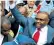  ??  ?? Jean-pierre Bemba, the Congolese opposition leader, waves to supporters as he arrives at Kinshasa airport