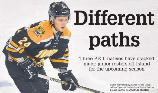  ?? JOURNAL PIONEER ?? Logan Kelly-Murphy played for the Campbellto­n Tigers of the Maritime Junior Hockey League in 2018-19.