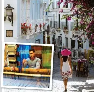  ??  ?? eNcHaNtING: The elegant streets of Tarifa. Inset above: Weaving scarves in Tangier