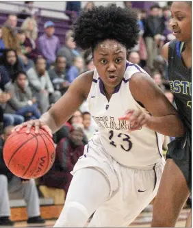  ?? FILE PHOTO ?? Central Arkansas Christian senior Christyn Williams drives to the basket during a game this season. Williams, who has signed with the University of Connecticu­t, is the 2017-18 River Valley & Ozark
Edition Girls Basketball Player of the Year.