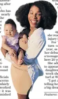  ??  ?? Serena Williams speaks about her surprise seeding yesterday and, below, with baby Alexis Olympia