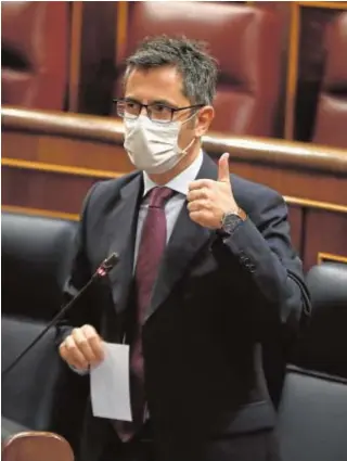  ?? // JAIME GARCÍA ?? El ministro Félix Bolaños, ayer en el Congreso