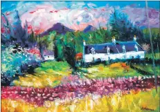  ??  ?? Vivid and bright, another of his works called Corrie Cottages under Goatfell.