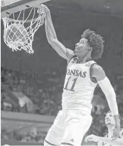  ?? Ronald Martinez / Getty Images ?? Josh Jackson is back in action for Kansas in the NCAA Tournament after serving a one-game suspension.