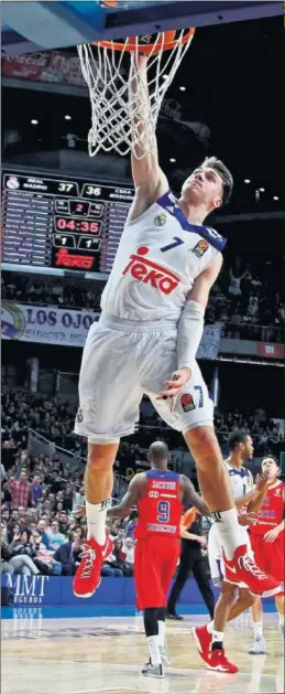  ??  ?? POR LOS AIRES. Luka Doncic, frente al CSKA el pasado enero.