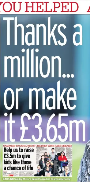  ??  ?? BACKING Sunday Mirror’s appeal to readers to give generously