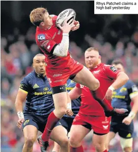  ??  ?? Rhys Patchell claims a high ball yesterday