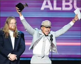  ?? Kevin Winter Getty Images ?? CHANCE the Rapper wins Grammy in February for rap LP for “Coloring Book.”