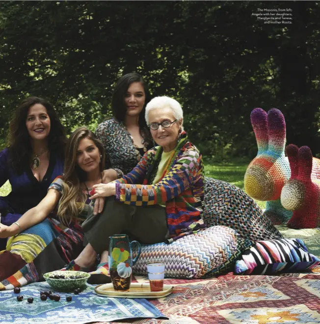  ??  ?? The Missonis, from left: Angela with her daughters, Margherita and Teresa, and mother Rosita.