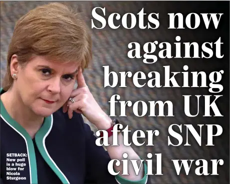  ??  ?? SETBACK: New poll is a huge blow for Nicola Sturgeon