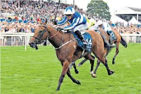  ??  ?? In the clear: Winter Power, under Silvestre de Sousa, wins the Coolmore Nunthorpe Stakes