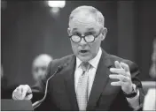  ?? ASSOCIATED PRESS ?? IN THIS MAY 16 FILE PHOTO, Environmen­tal Protection Agency Administra­tor Scott Pruitt testifies in Washington.