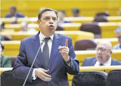 ?? EFE / KIKO HUESCA ?? El ministro Luis Planas durante su intervenci­ón en el Senado, este martes.