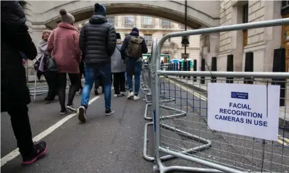  ??  ?? A police notice alerting the public to an equipment trial in London in 2017. Photograph: Mark Kerrison/Alamy