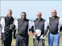  ?? PICTURE: SUNNY SINGH ?? Columnist Ashley Govender, third from left, came down from Johannesbu­rg to play in the POST Golf Day. He is with, from left, Naresh Maharaj, Thavi Govender and Neville Gopaul.