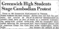  ?? Stamford Advocate / Hearst Connecticu­t Media file photo ?? A newspaper account of a walk-out at Greenwich High School in 1970.