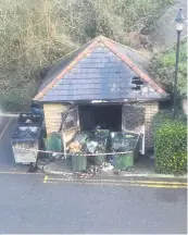  ?? Pictures: Callum Swan ?? Fire tore through a bin store at flats in River Bank Close, Maidstone late at night