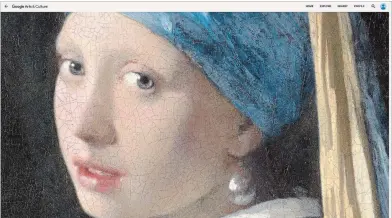  ?? MAURITSHUI­S NYT ?? Detail from “Girl With a Pearl Earring,” perhaps Vermeer’s best-known work, is part of the Vermeer augmented-reality app.