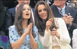  ??  ?? Top left: Kaley Cuoco, Rihanna and Jennifer Lawrence have all been similarly hacked. Top: Pippa Middleton with fiancé James Matthews. Above: with her sister Kate, the Duchess of Cambridge