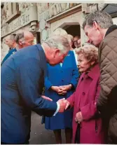  ??  ?? Greeting Prince Charles in Mullaghmor­e in 2015.