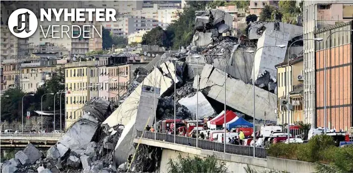  ?? FOTO: LUCA ZENNARO, AP/NTB SCANPIX ?? Ruinene etter kollapsen er massive.